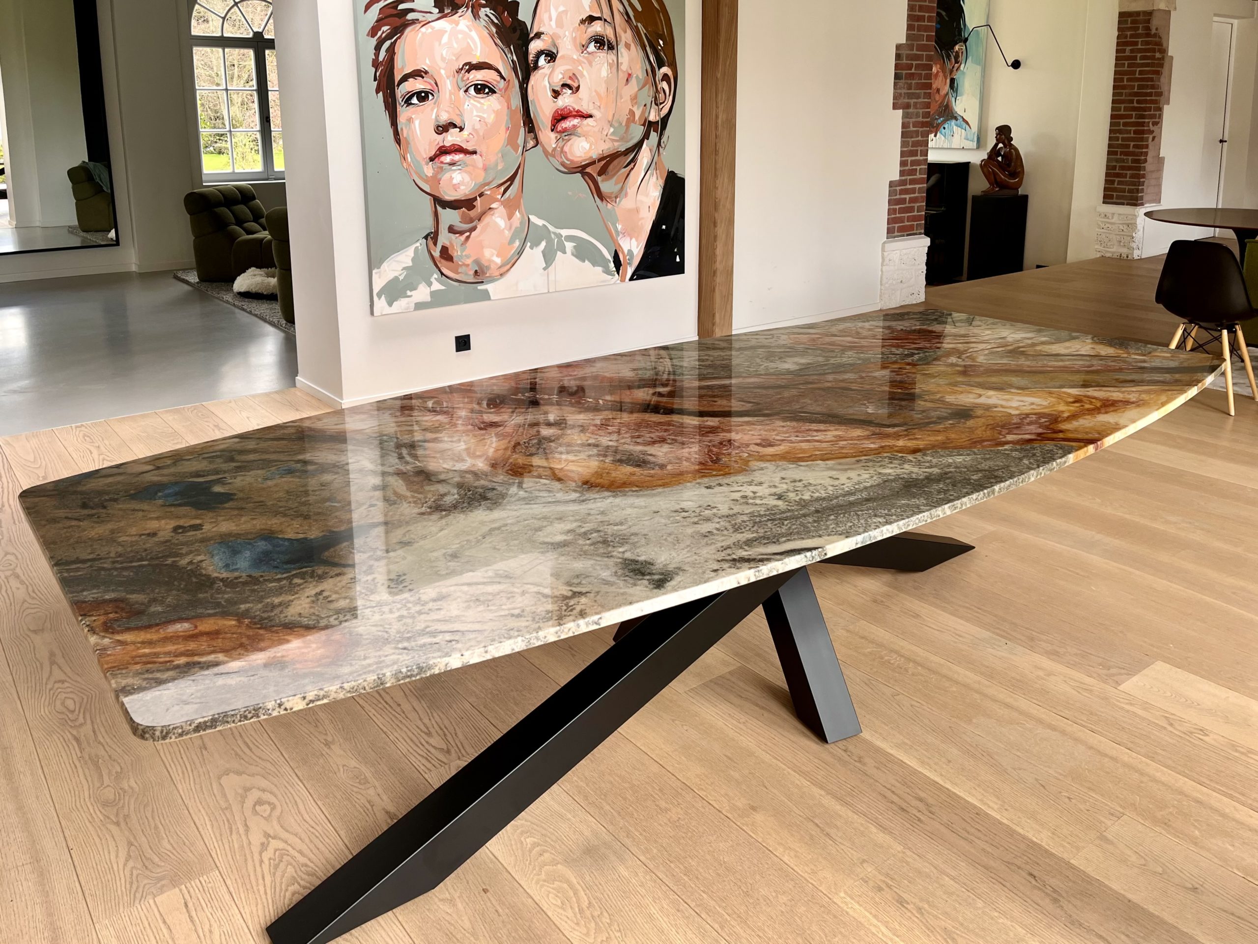 Table 280×130 en Quartzite COLIBRI BLUE