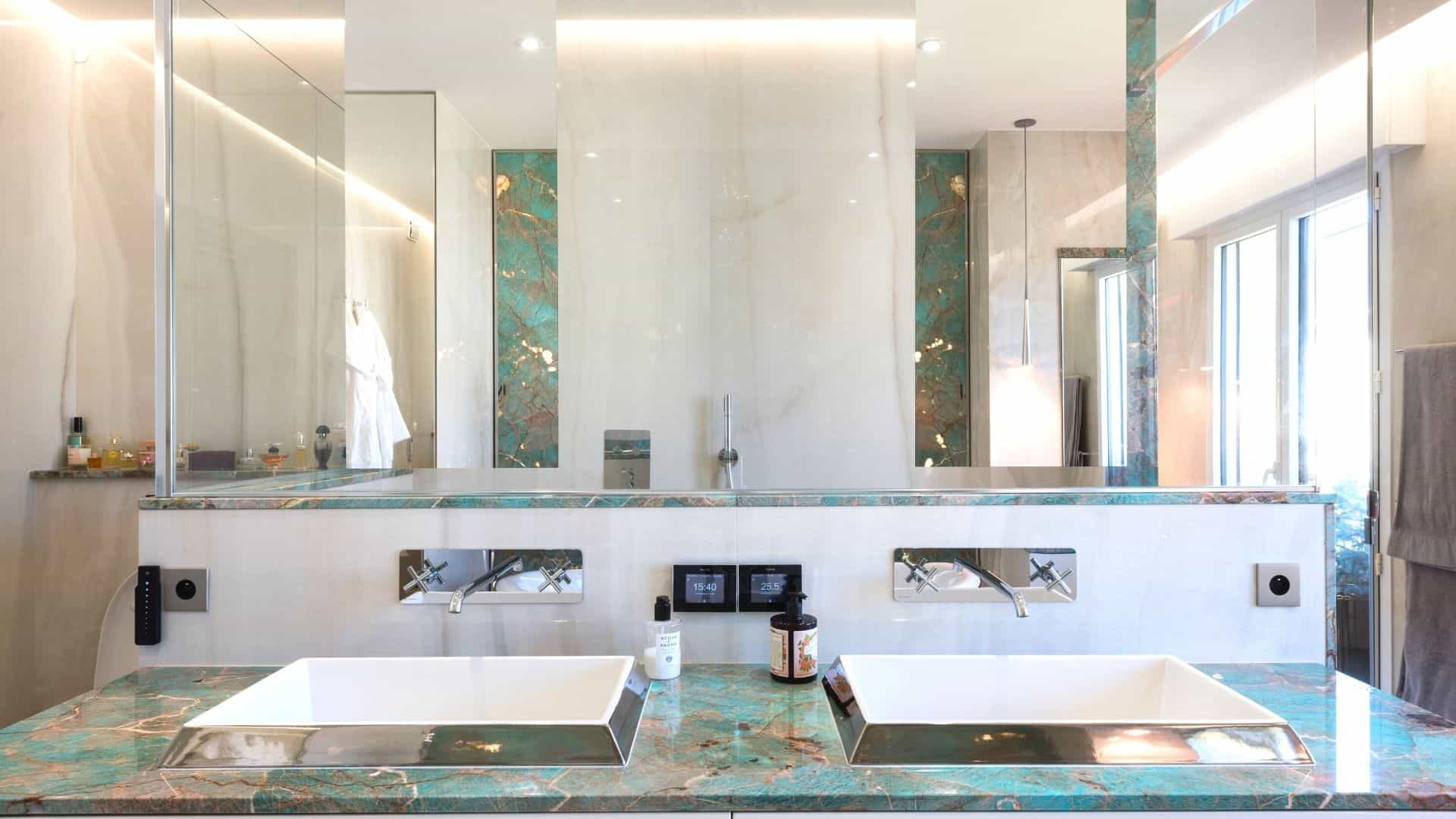 Marbre Amazonite du nouveau Mexique (USA), Onyx perle et céramiques sur mesure
