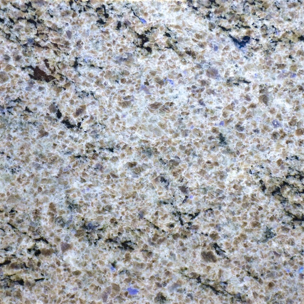 Dalle de granit Digital Blue à grain moucheté gris, brun et bleu